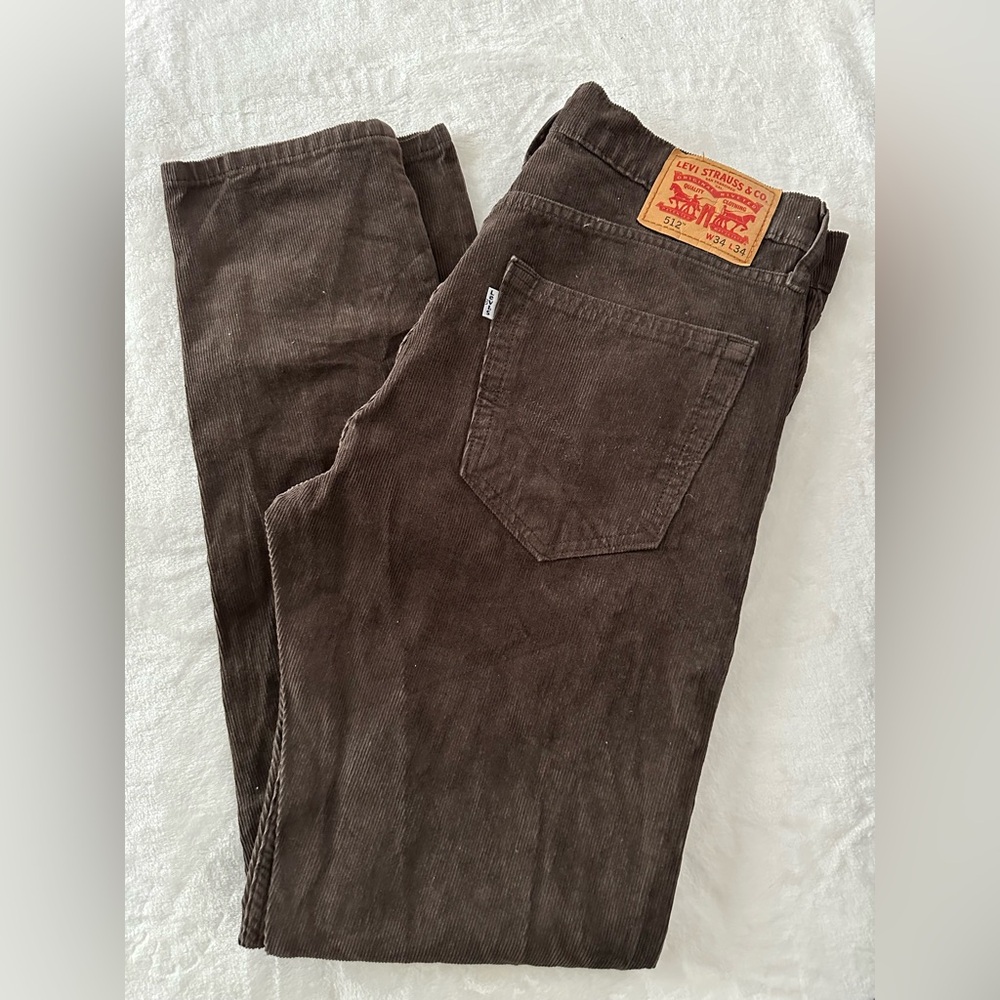 Levi's 512 Men's Brown Corduroy Pants Like New - Picture 6 of 8